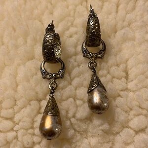 Drop Cream & Brown Earrings